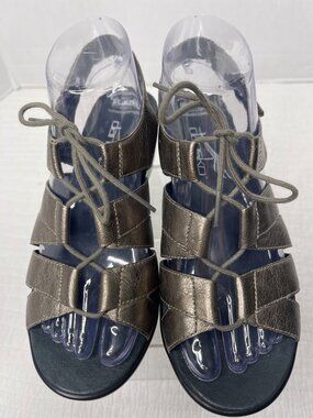 Dansko Women Janet Metallic Pewter Strappy Wedge Sandals EU 37 US 6.5 Comfort